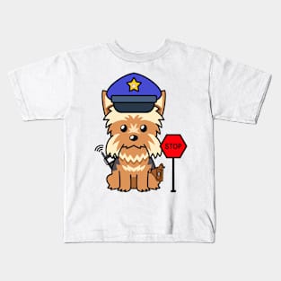 Police Dog Yorkshire Terrier Kids T-Shirt